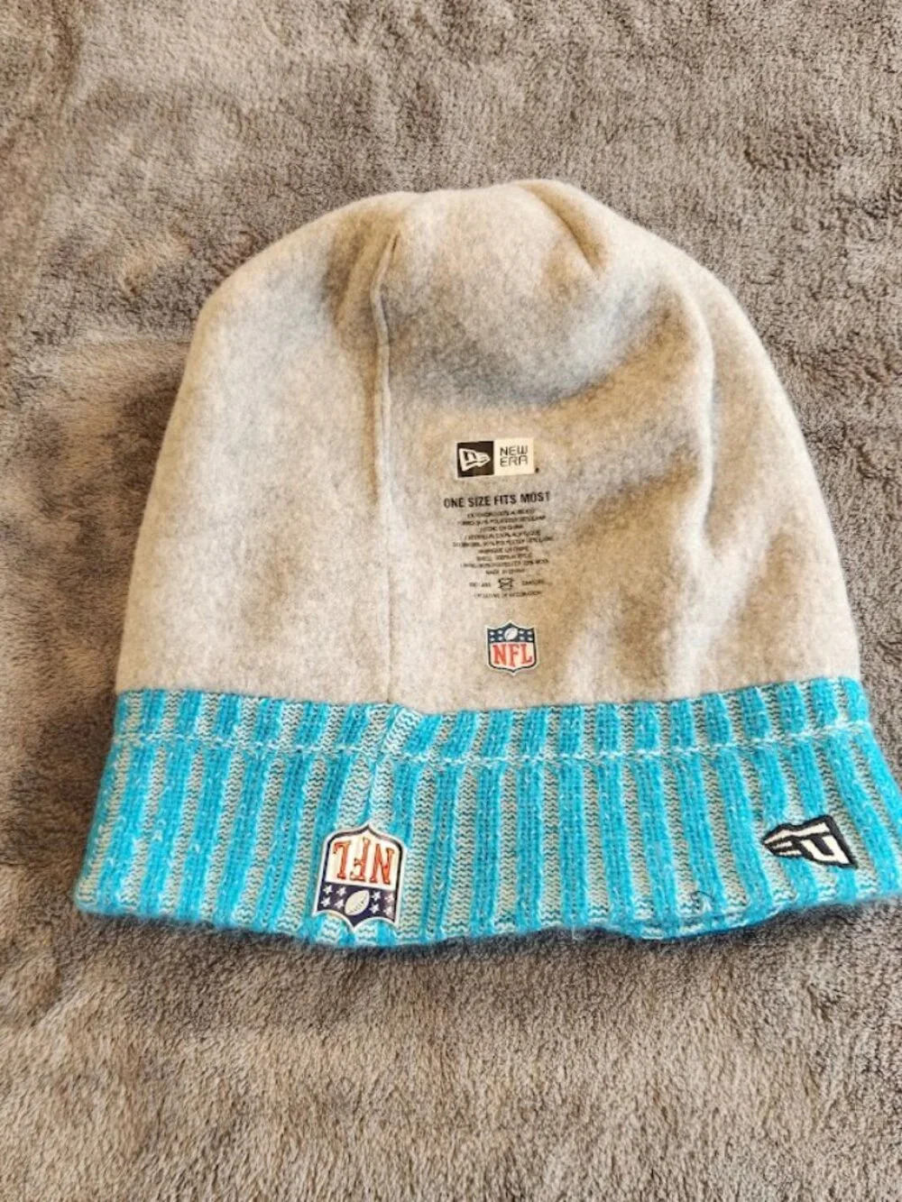New Era NFL Carolina Panthers Blue/Black Knit Pom Winter Beanie Hat 2017
